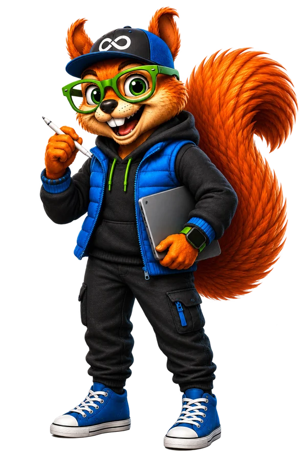 TruNova's squirrel guide with a tablet and pen, ready to work through a plan.