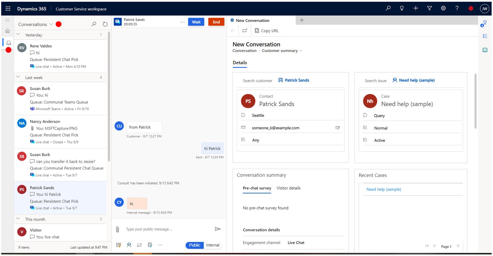 Screenshot of Dynamics 365 Contact Center.
