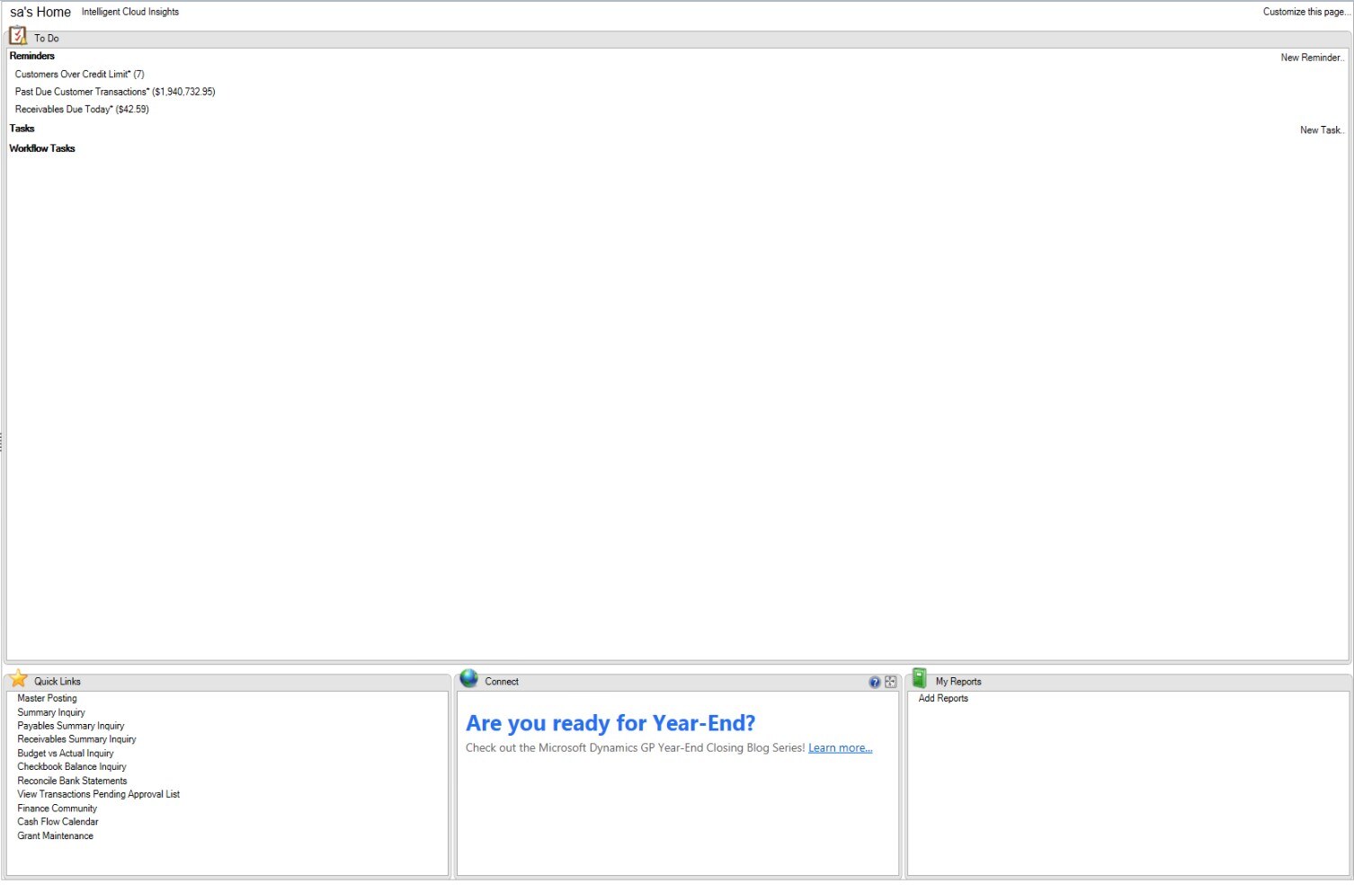 Screenshot of Dynamics GP.