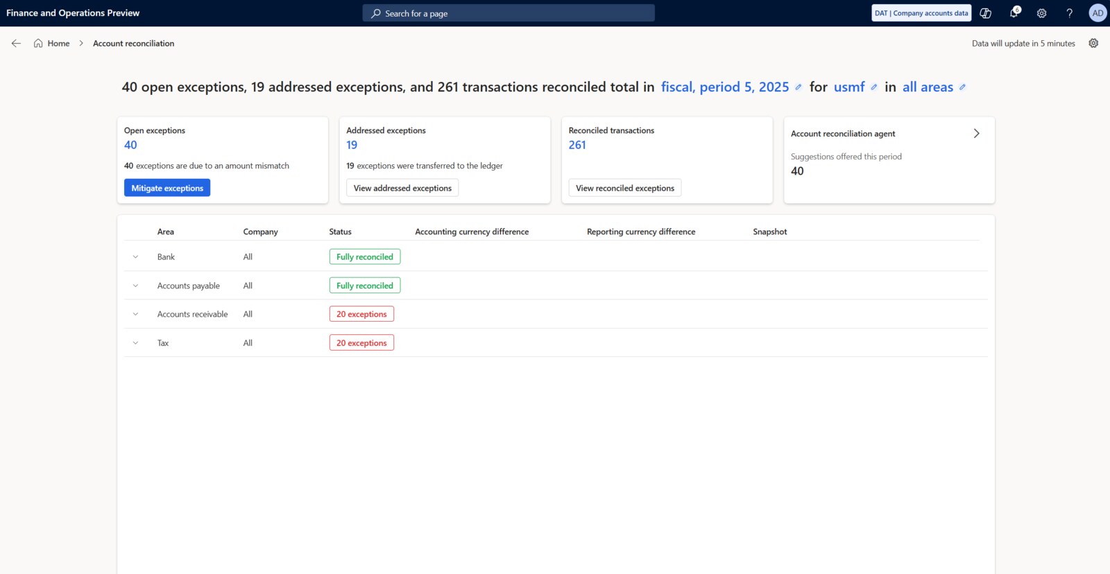 Screenshot of Dynamics 365 Finance.