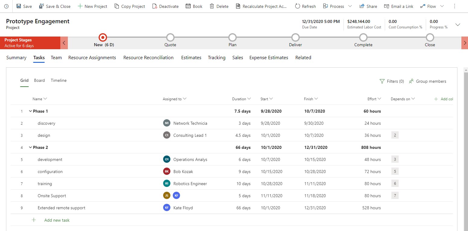 Screenshot of Dynamics 365 Project Operations.
