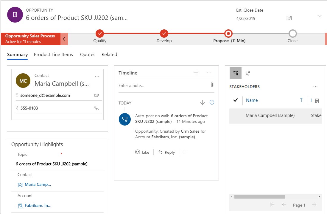 Screenshot of Dynamics 365 Sales.